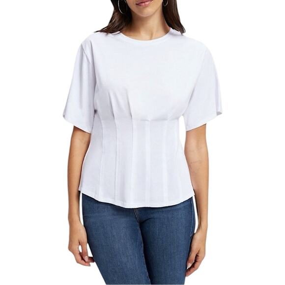 NWT Good American White Corseted Tee Size 1 Small Retail $55 - Picture 4 of 9